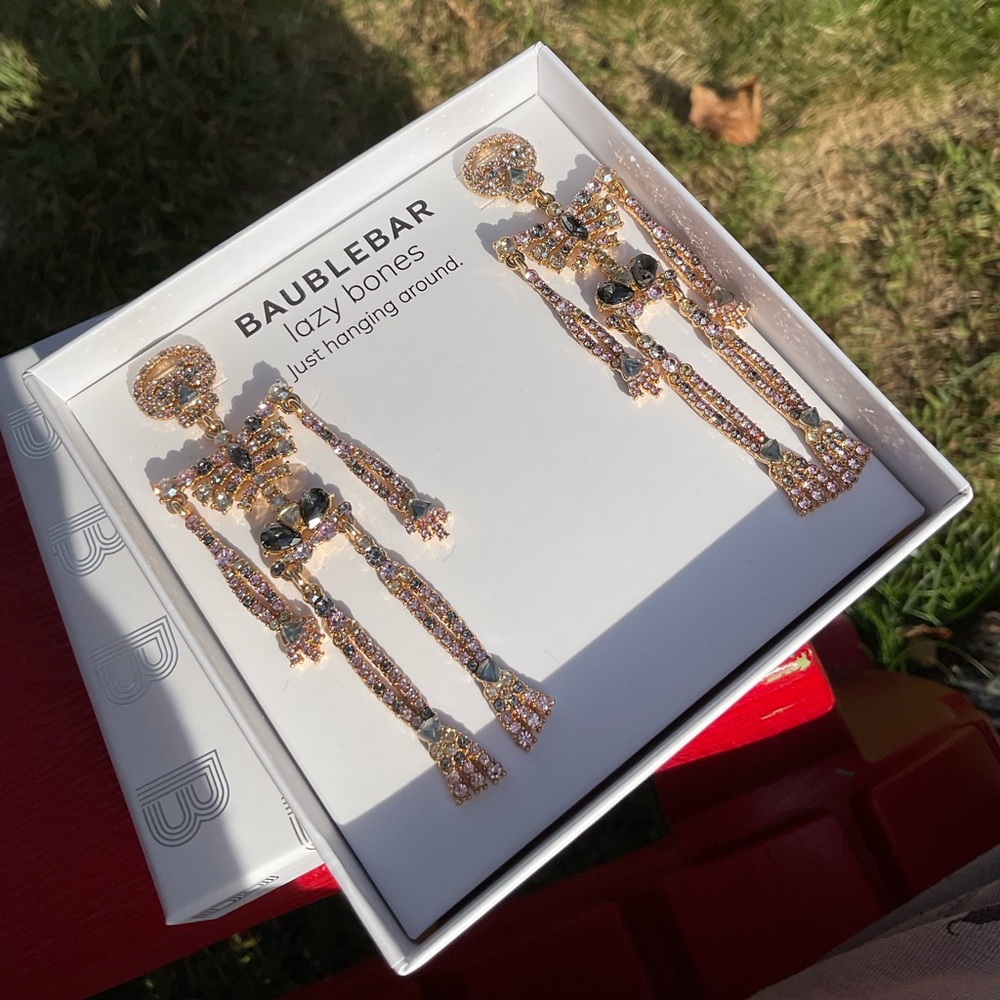 BaubleBar Crystal Skeleton Earrings